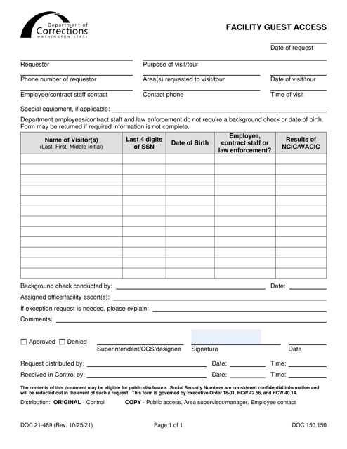 Form DOC21-489  Printable Pdf