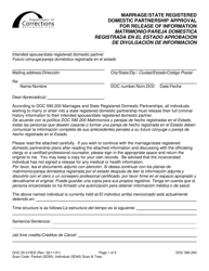 Form DOC20-215ES Marriage/State Registered Domestic Partnership Approval for Release of Information - Washington (English/Spanish)