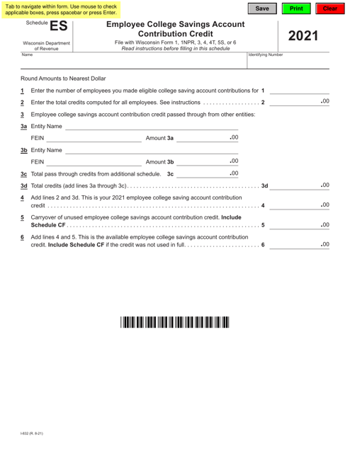 Form I-832 Schedule ES 2021 Printable Pdf