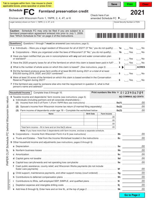 Form I-025 Schedule FC 2021 Printable Pdf
