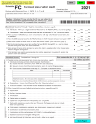 Form I-025 Schedule FC Farmland Preservation Credit - Wisconsin