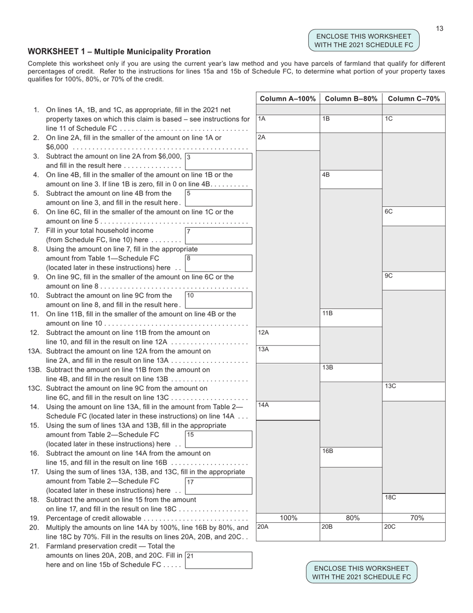 Instructions for Form I-025 Schedule FC Wisconsin Farmland Preservation Credit - Wisconsin, Page 13