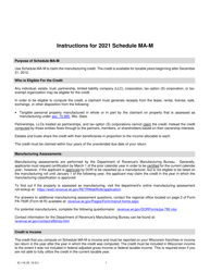 Instructions for Form IC-016 Schedule MA-M Wisconsin Manufacturing Credit - Wisconsin