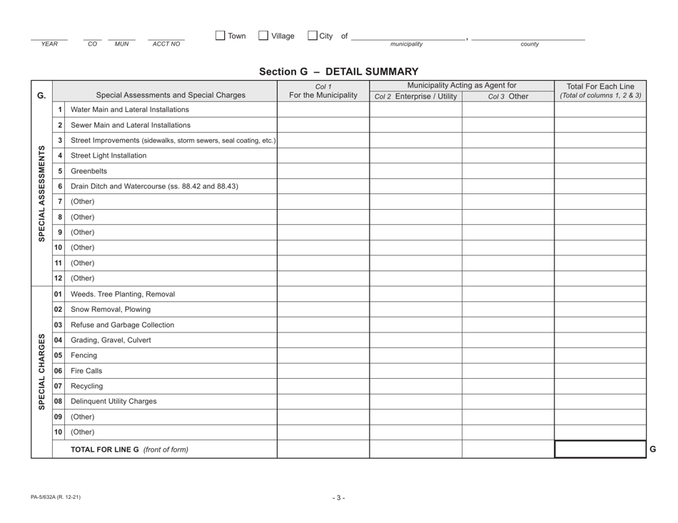 Form PA-5 / 632A Statement of Taxes - Wisconsin, Page 3
