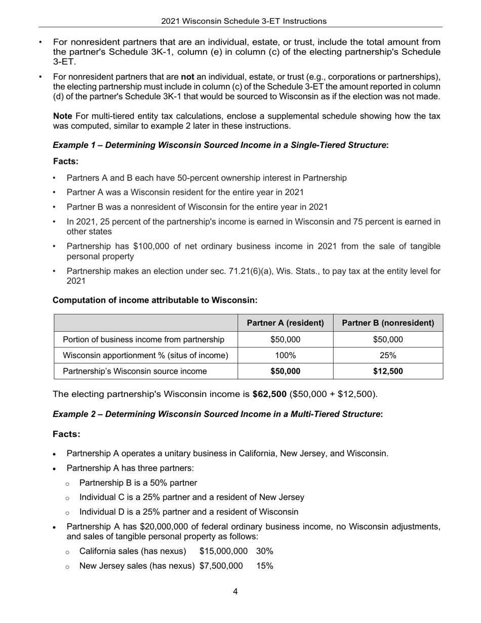Instructions for Form IP-040 Schedule 3-ET Entity-Level Tax Computation - Wisconsin, Page 4