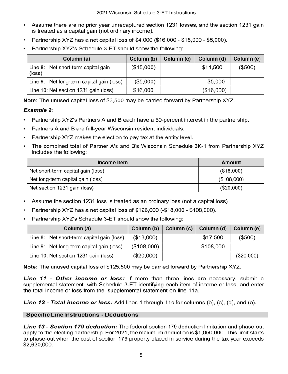 Instructions for Form IP-040 Schedule 3-ET Entity-Level Tax Computation - Wisconsin, Page 8