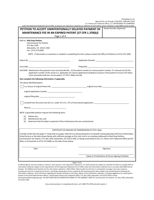 Form PTO/SB/66  Printable Pdf