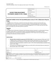 Document preview: Form PTO/SB/133 Patent Term Adjustment Statement Under 37 Cfr 1.704(D)