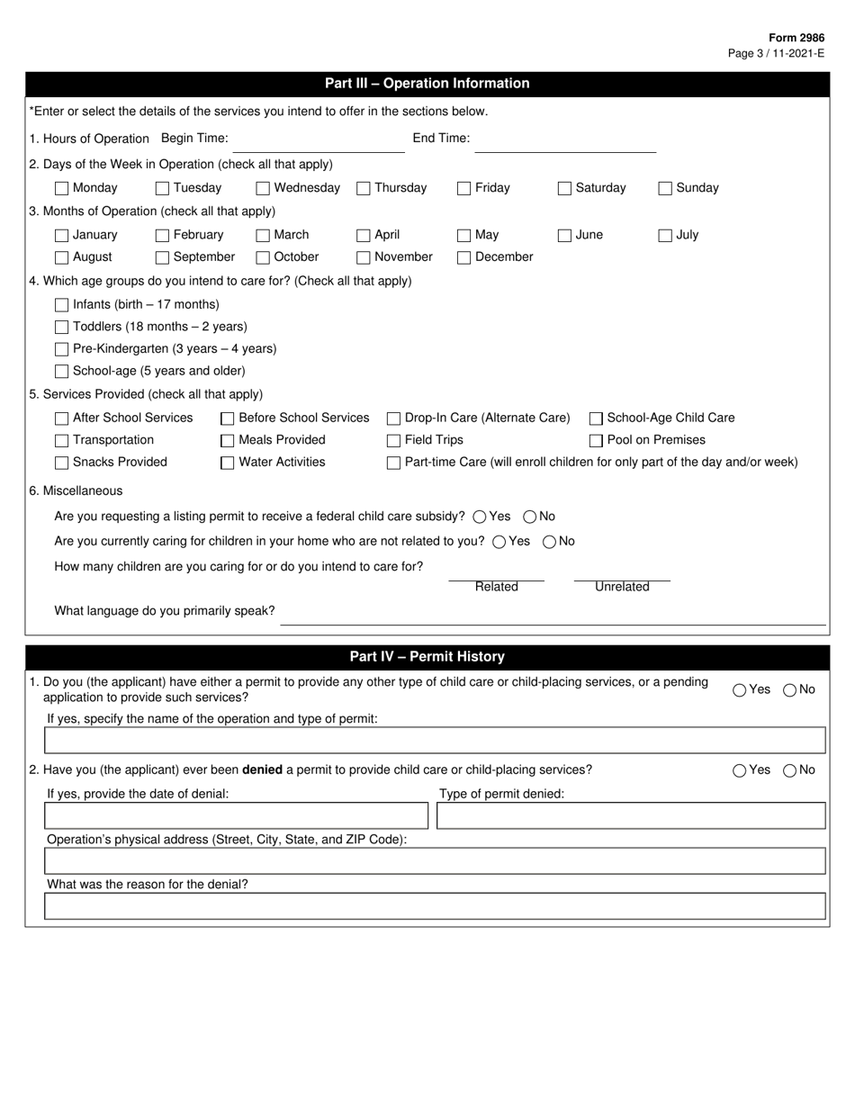 Form 2986 Listing Permit Request - Texas, Page 3