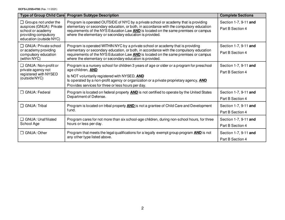Form OCFS-LDSS-4700 Part A Enrollment Form for Legally Exempt Group Child Care Program - New York, Page 2