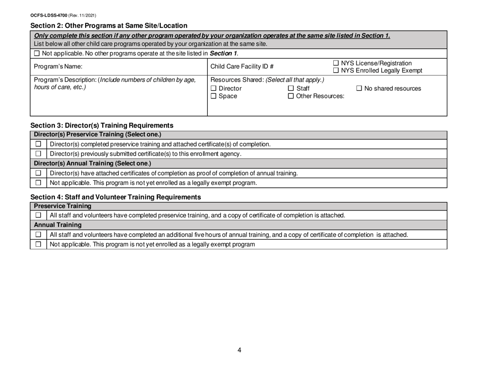 Form OCFS-LDSS-4700 Part A Enrollment Form for Legally Exempt Group Child Care Program - New York, Page 4