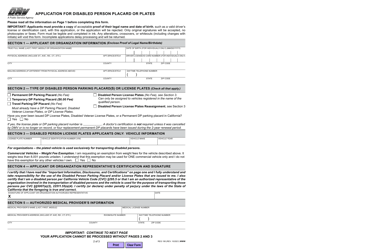 Form REG195 Application for Disabled Person Placard or Plates - California, Page 2