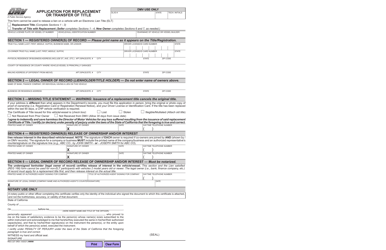 Form REG227 &quot;Application for Replacement or Transfer of Title&quot; - California