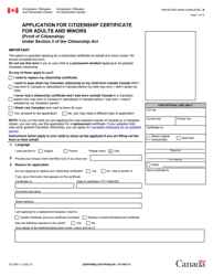 Form CIT0001 Application for Citizenship Certificate for Adults and Minors (Proof of Citizenship) - Canada
