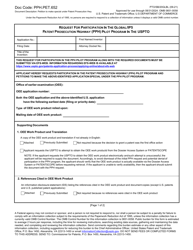 Form PTO/SB/20GLBL Request for Participation in the Global/Ip5 Patent Prosecution Highway (Pph) Pilot Program in the Uspto