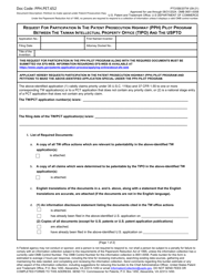 Form PTO/SB/20TW Request for Participation in the Patent Prosecution Highway (Pph) Pilot Program Between the Taiwan Intellectual Property Office (Tipo) and the Uspto