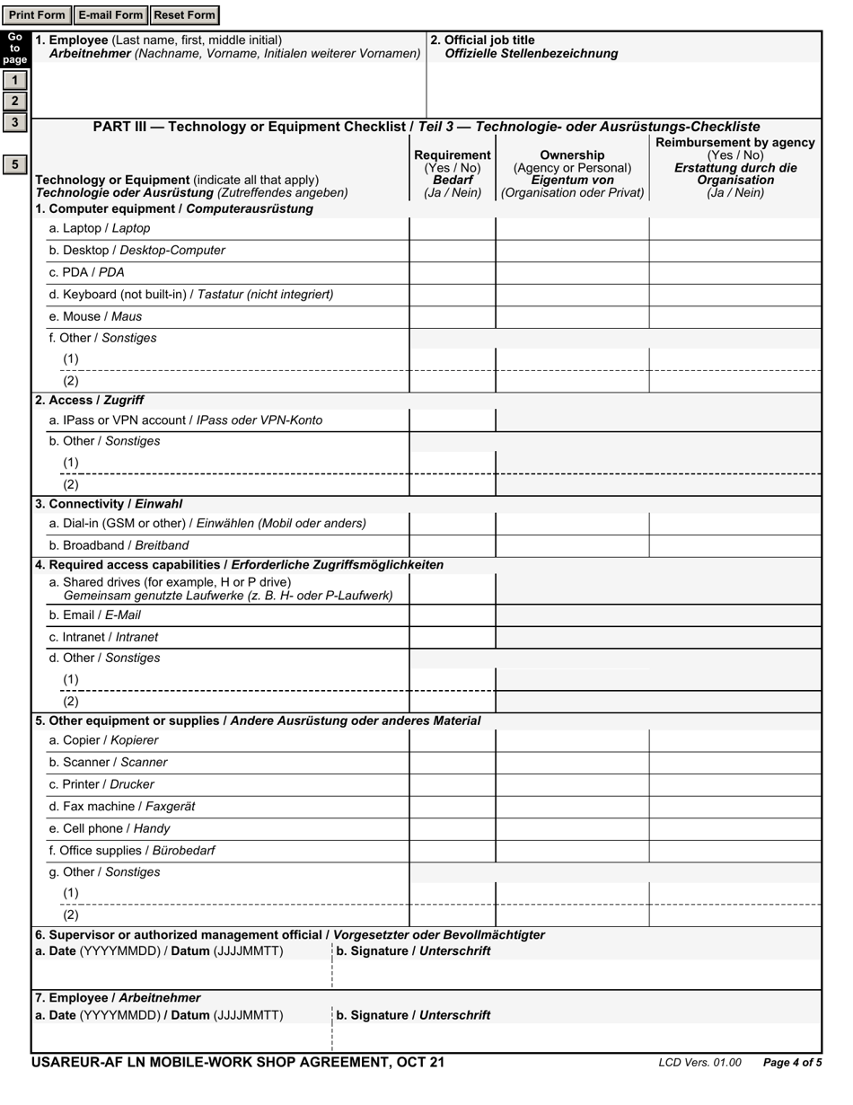Usareur-AF Local National Mobile-Work Agreement (English / German), Page 4