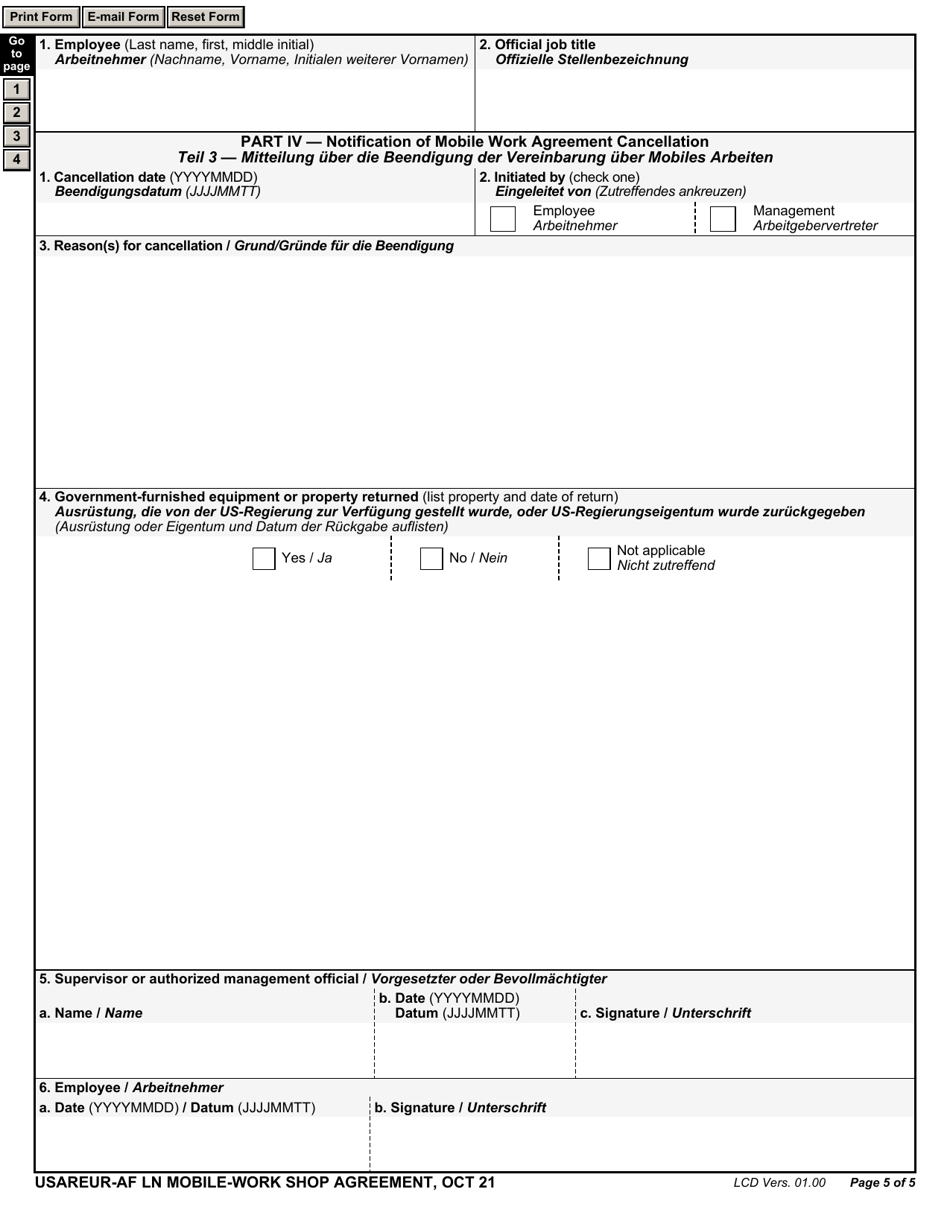 Usareur-AF Local National Mobile-Work Agreement (English / German), Page 5