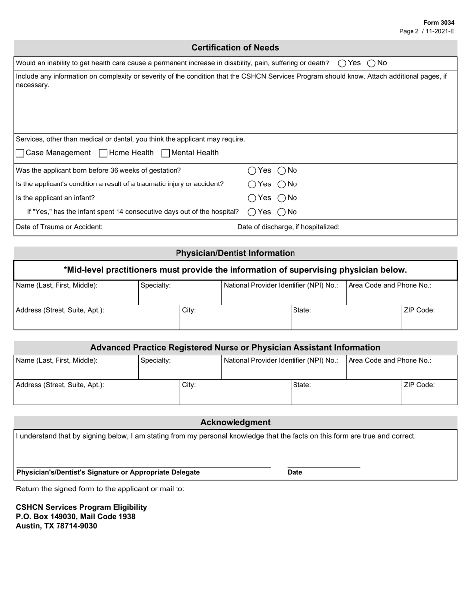 Form 3034 Download Fillable PDF or Fill Online Physician/Dentist ...