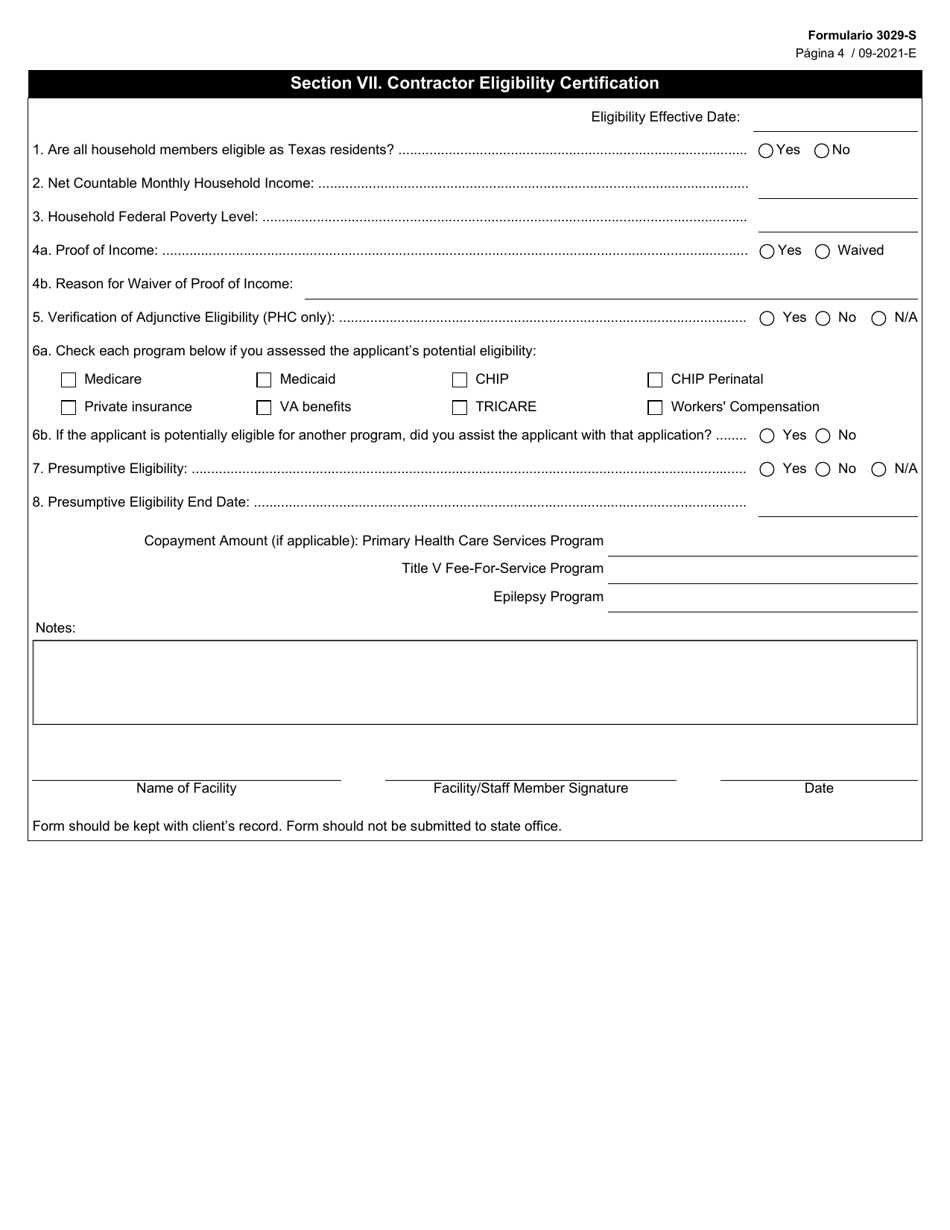 Formulario 3029-S Solicitud De Beneficios Del Programa - Texas (Spanish), Page 4