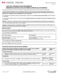 Forme CIT0014 Liste De Controle DES Documents - Demande De Certificat De Citoyennete (Preuve De Citoyennete) - Canada (French)
