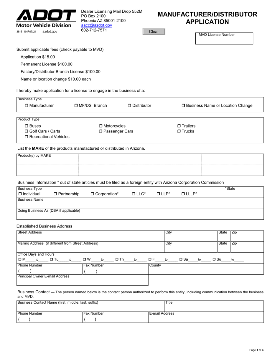 Form 38-5110 - Fill Out, Sign Online and Download Fillable PDF, Arizona ...