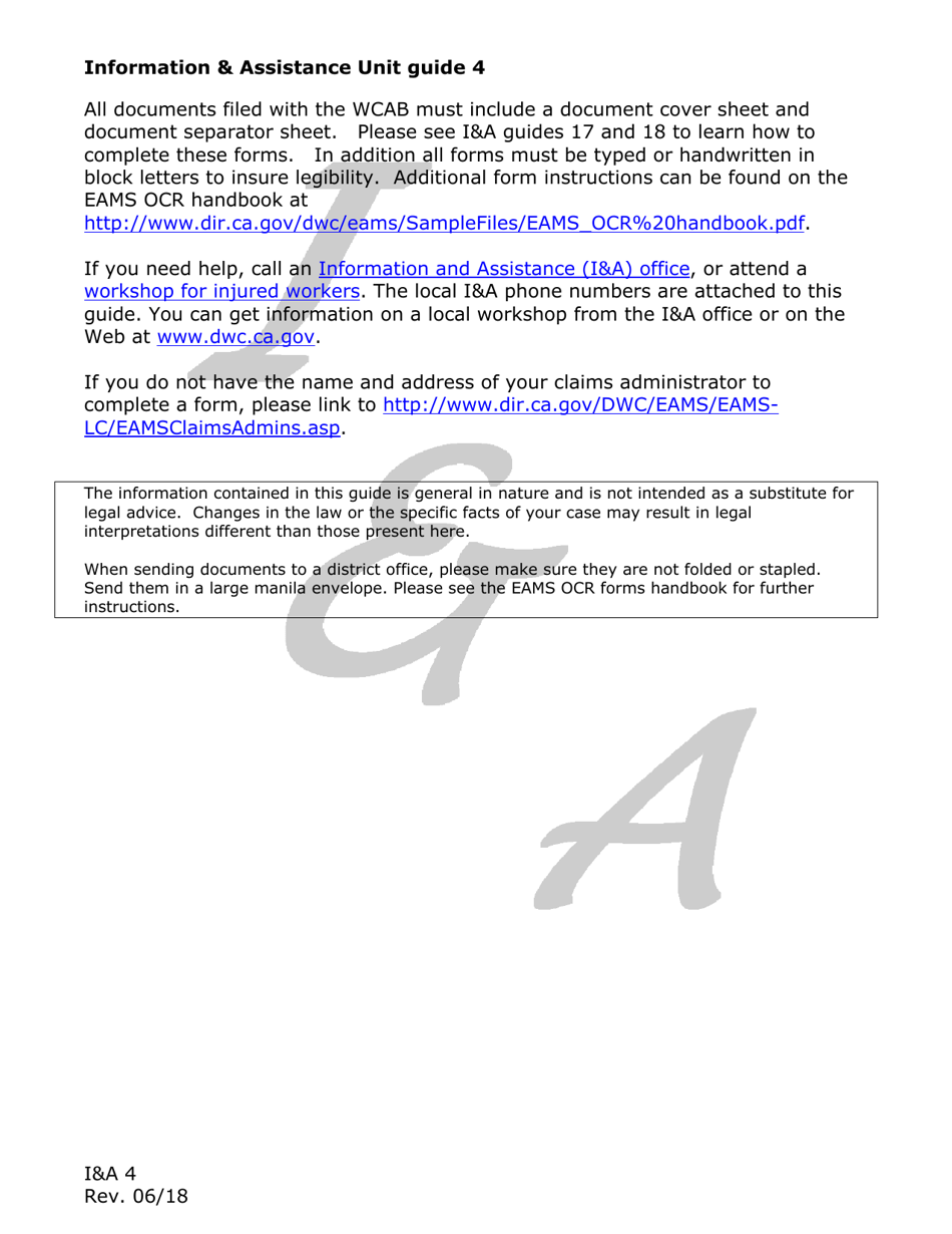 Form IA4 Information  Assistance Unit Guide - How to File an Application for Adjudication of Claim - California, Page 2