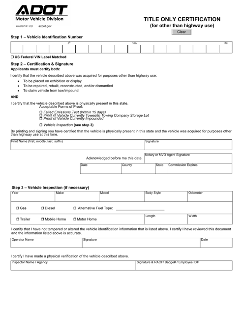 Form 48-0107  Printable Pdf