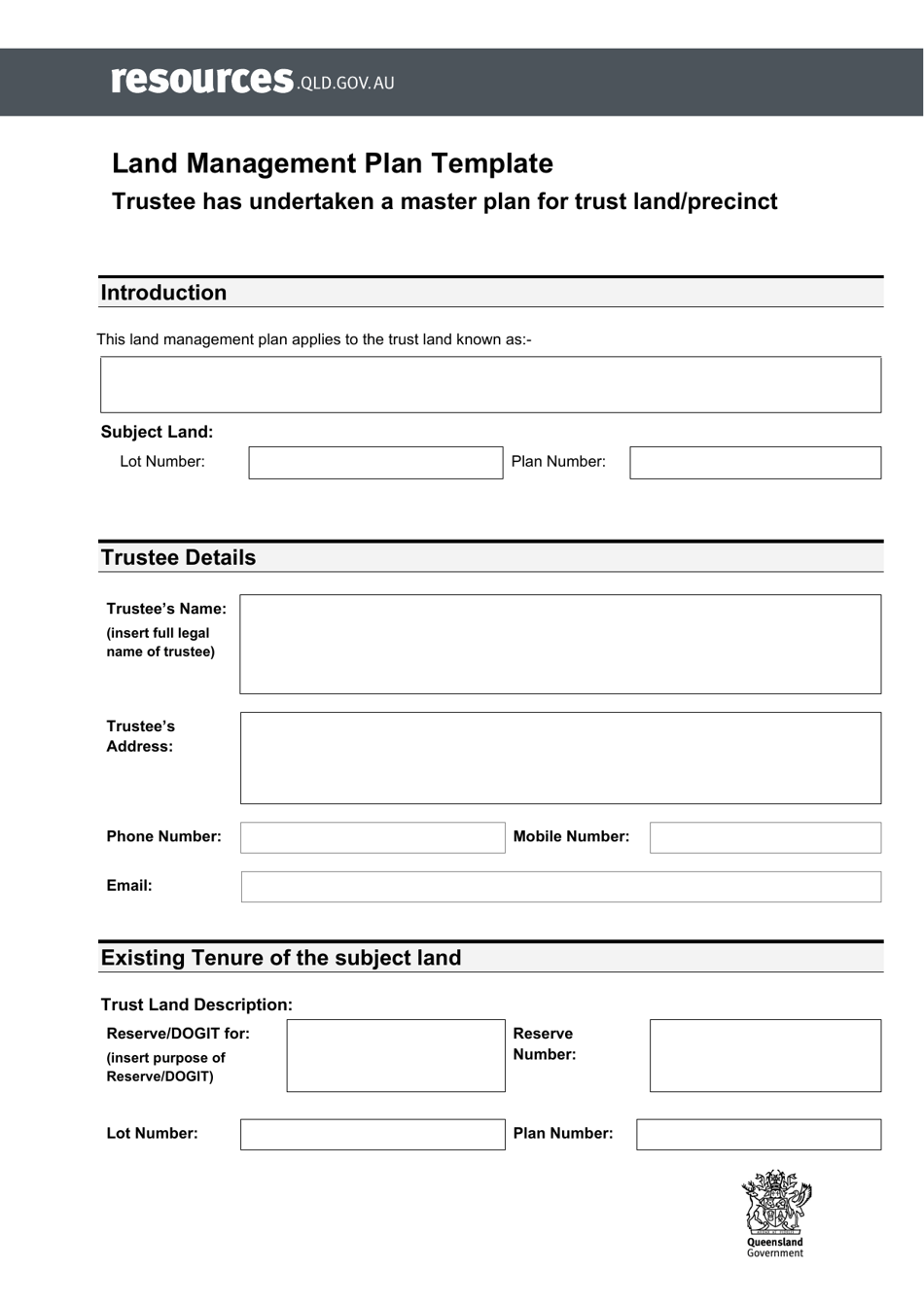 Land Management Plan Template