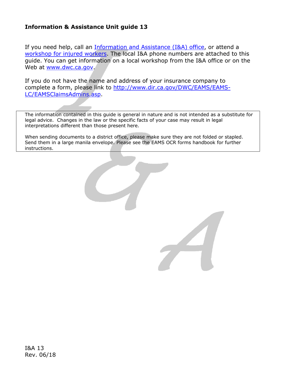Form IA13 Information  Assistance Unit Guide - How to File an Appeal of the Administrative Director - California, Page 2