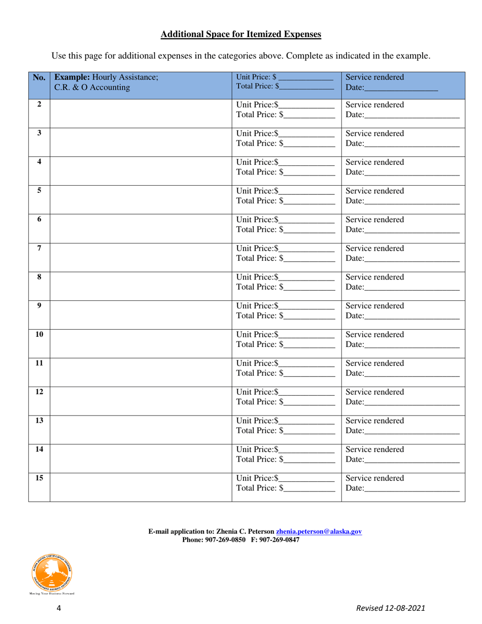Dbe 50% Reimbursement Program Application - Alaska, Page 4