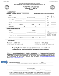 Fur Catcher License Application - Resident - Alabama, Page 2