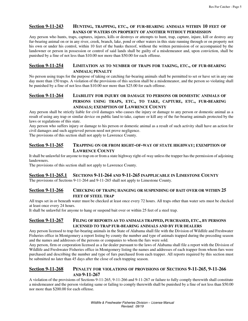 Fur Catcher License Application - Resident - Alabama, Page 5