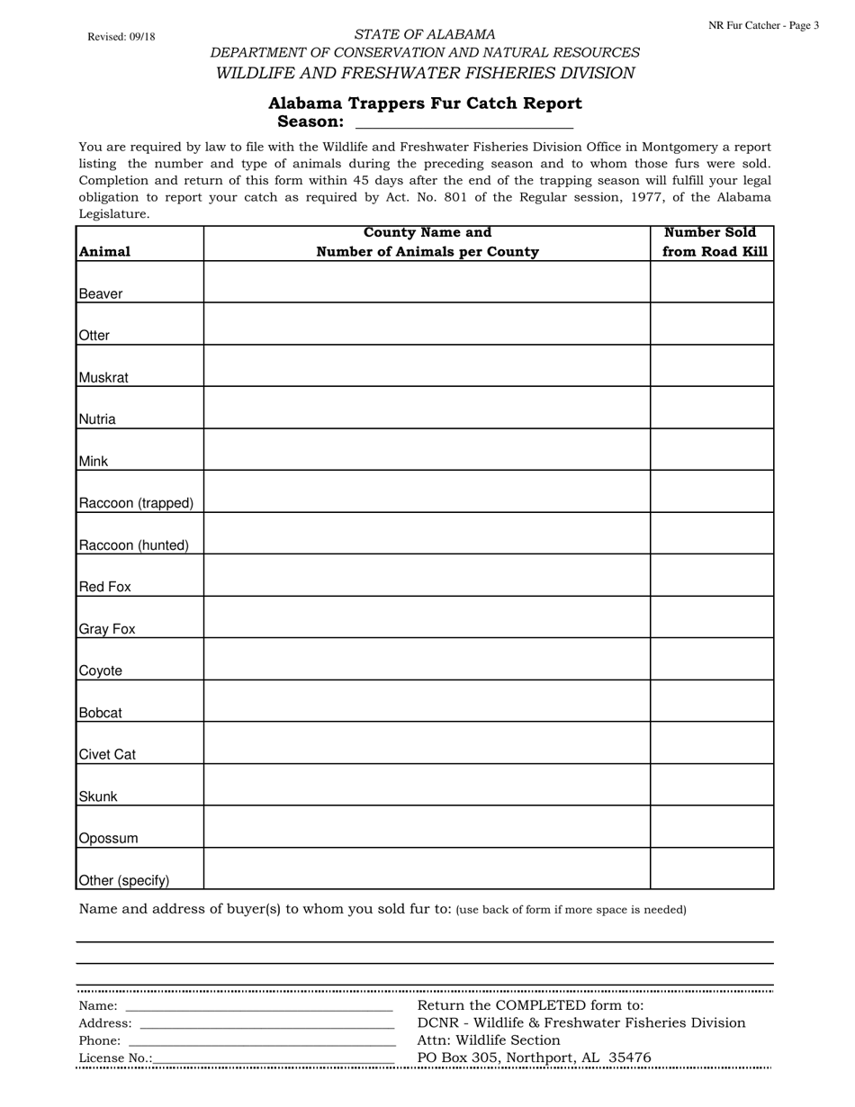 Fur Catcher License Application - Non-resident - Alabama, Page 3