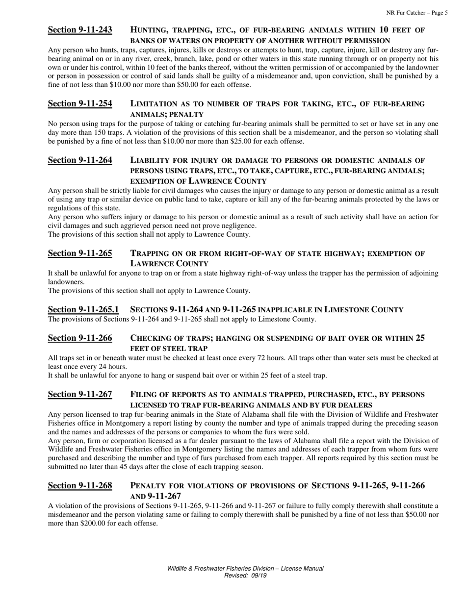 Fur Catcher License Application - Non-resident - Alabama, Page 5