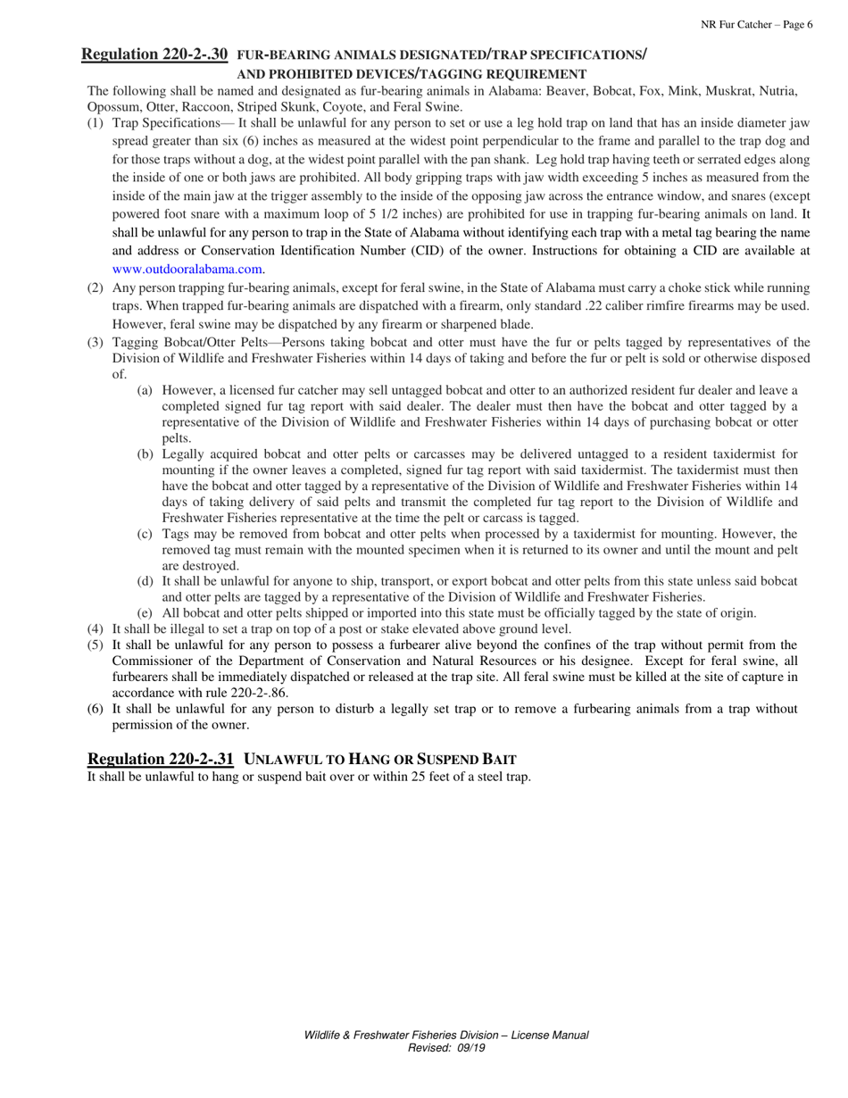 Fur Catcher License Application - Non-resident - Alabama, Page 6