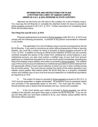 Document preview: Instructions for Application for a Writ of Habeas Corpus Pursuant to 28 U.s.c. 2254 by a Person in State Custody - Connecticut
