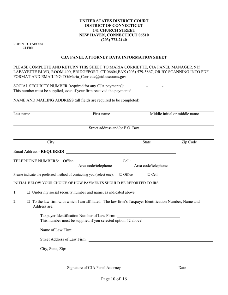 Connecticut Application for Appointment to the Cja Panel - Fill Out ...