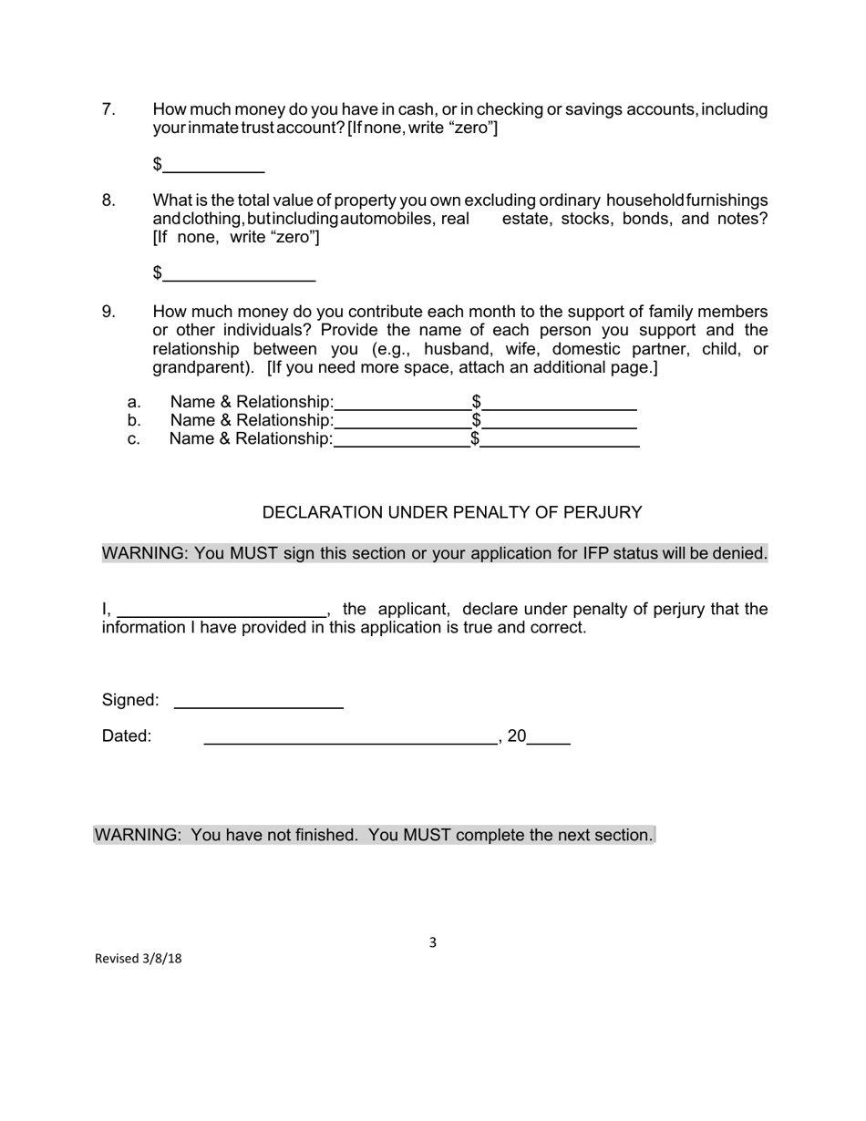 Prisoners Application to Proceed in Forma Pauperis in a Civil Rights Action - Connecticut, Page 3