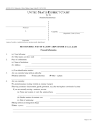Form AO242 Petition for a Writ of Habeas Corpus Under 28 U.s.c. 2241 - Connecticut