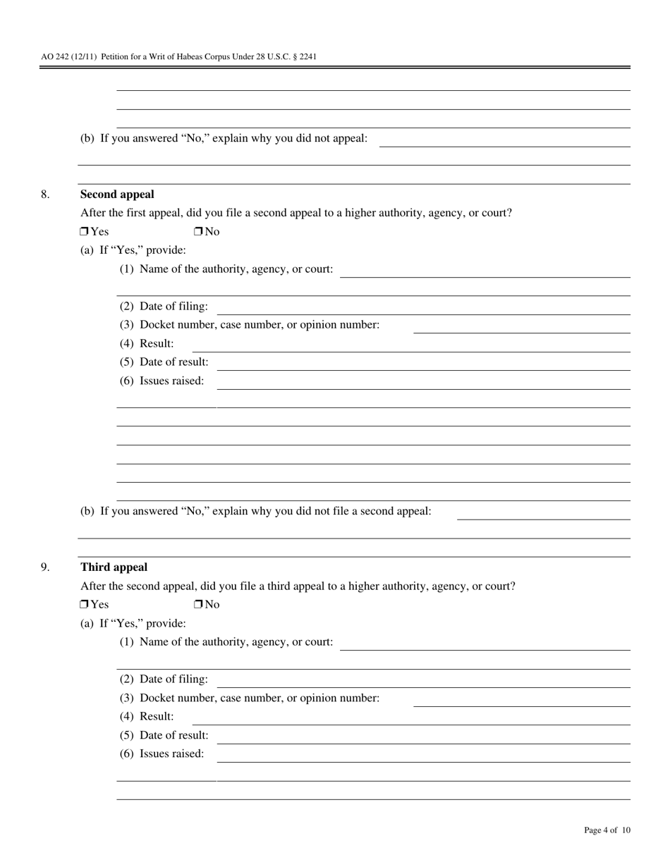 Form AO242 Petition for a Writ of Habeas Corpus Under 28 U.s.c. 2241 - Connecticut, Page 3