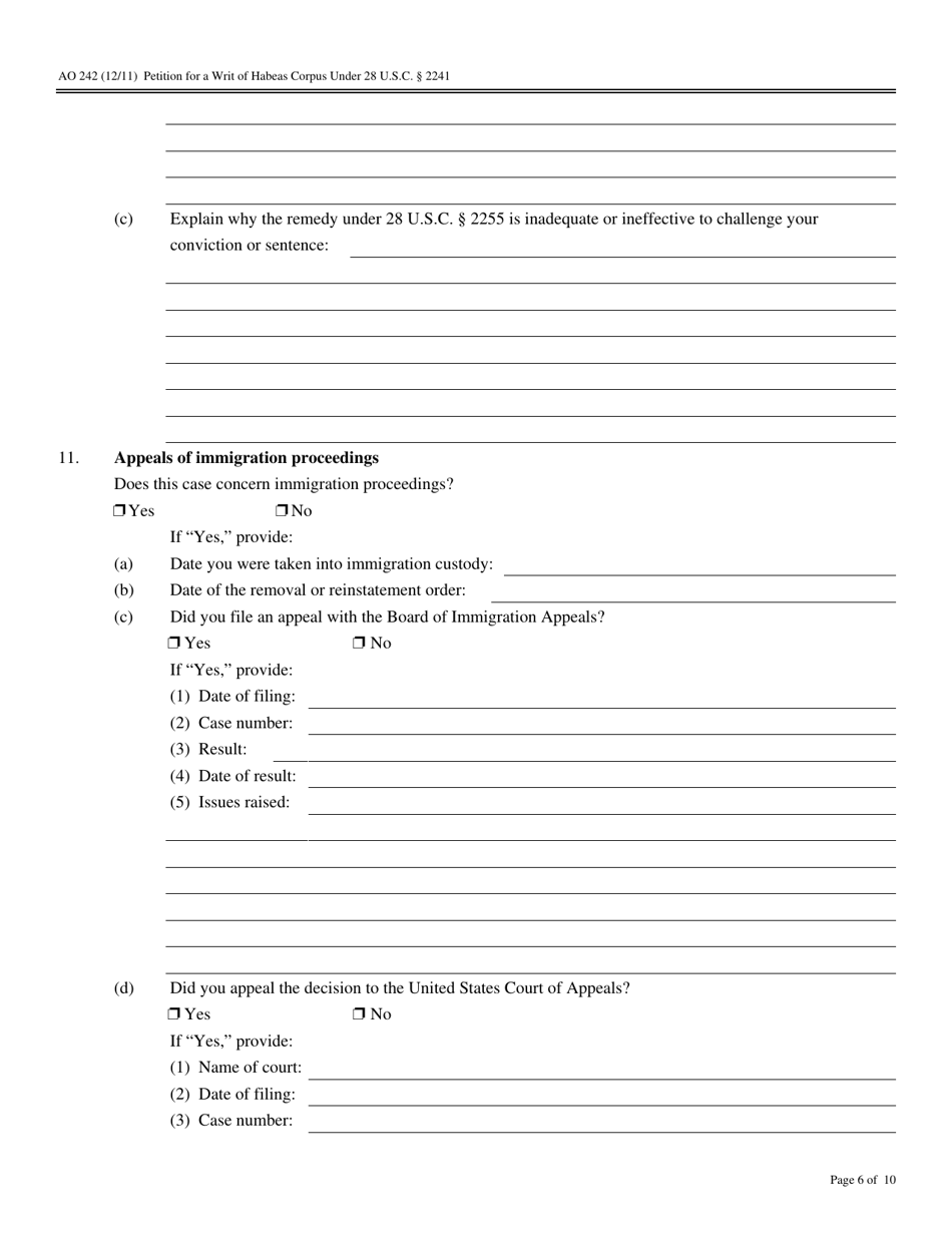 Form AO242 Petition for a Writ of Habeas Corpus Under 28 U.s.c. 2241 - Connecticut, Page 5