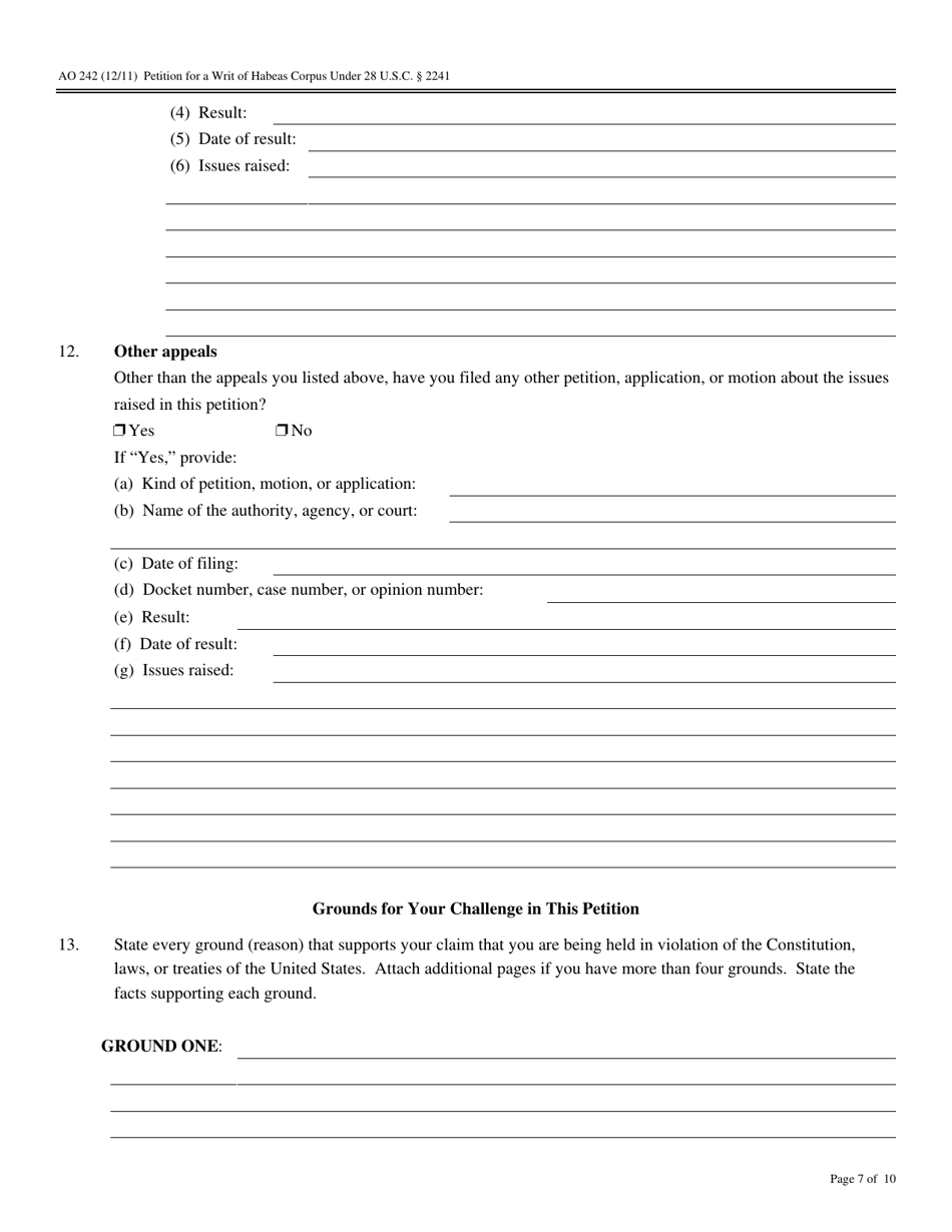 Form AO242 Petition for a Writ of Habeas Corpus Under 28 U.s.c. 2241 - Connecticut, Page 6