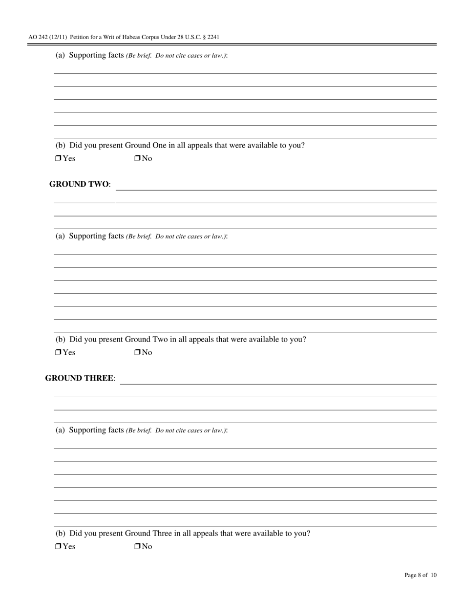 Form AO242 Petition for a Writ of Habeas Corpus Under 28 U.s.c. 2241 - Connecticut, Page 7