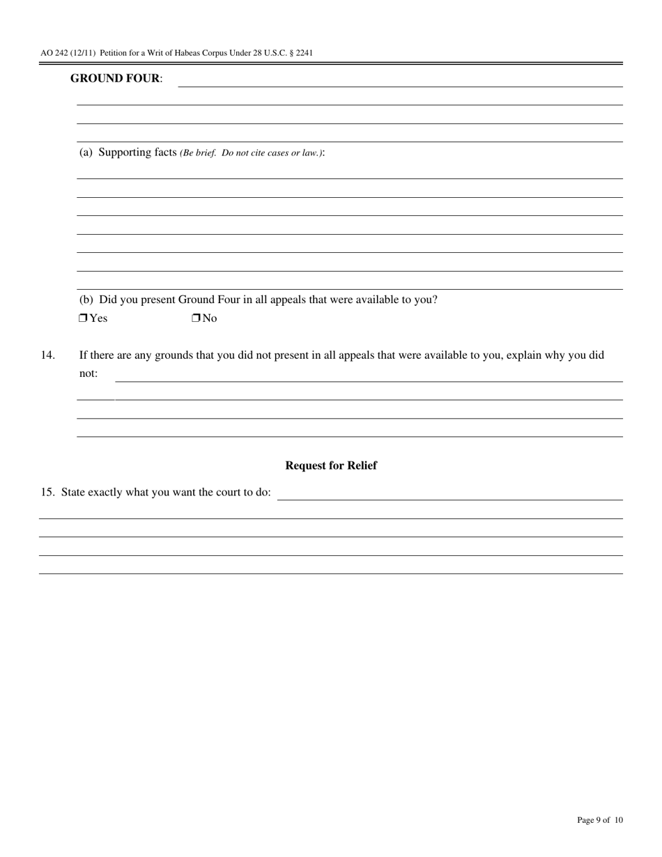 Form AO242 Petition for a Writ of Habeas Corpus Under 28 U.s.c. 2241 - Connecticut, Page 8