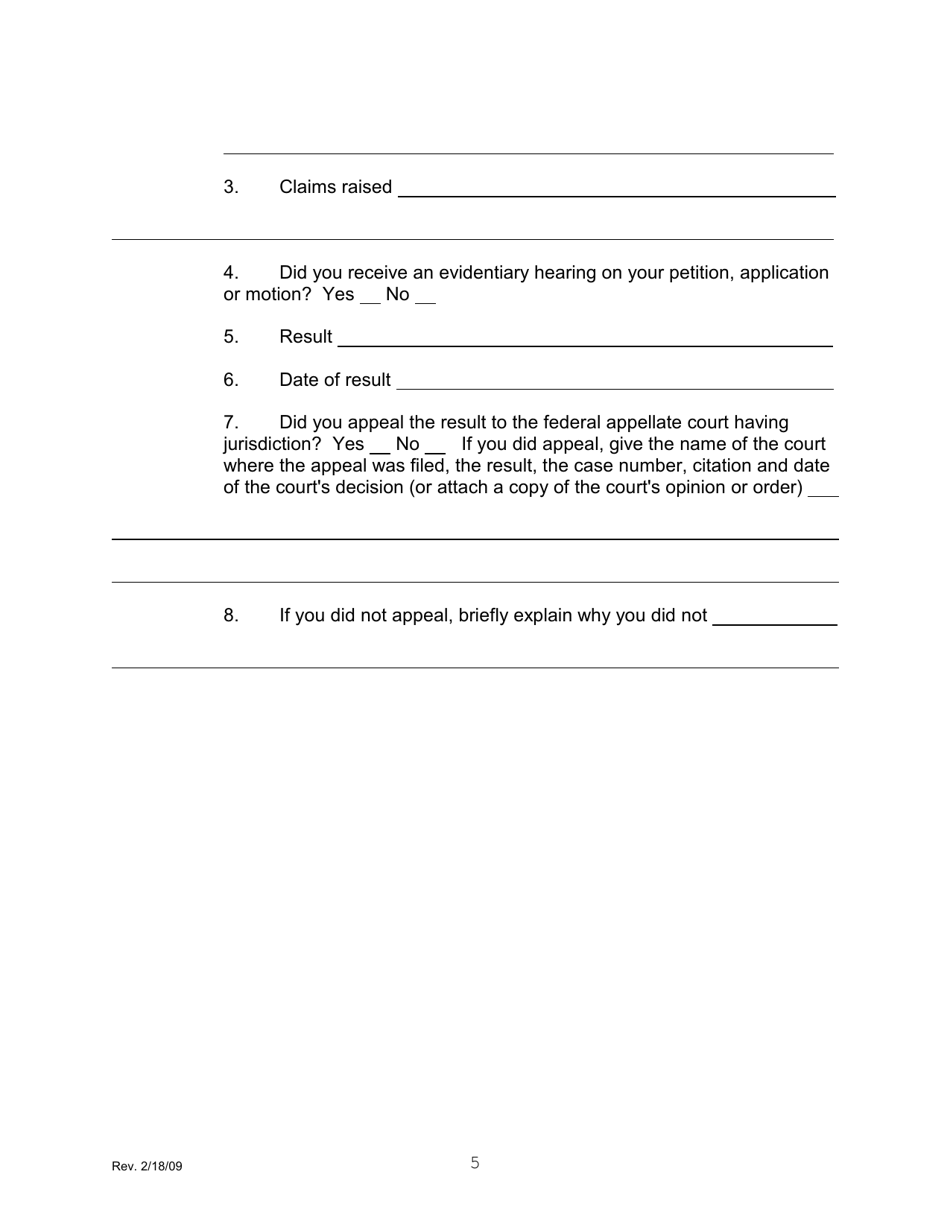 Petition Pursuant to 28 U.s.c. 2255 to Vacate, Set Aside, or Correct Sentence by a Person in Federal Custody - Connecticut, Page 5