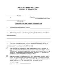 &quot;Complaint for Employment Discrimination&quot; - Connecticut