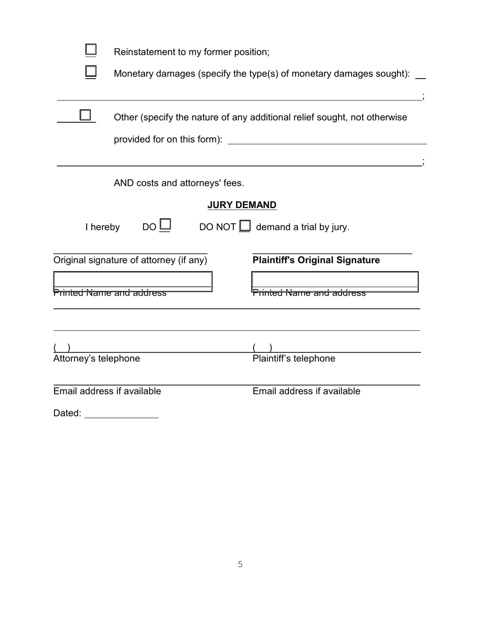 Complaint for Employment Discrimination - Connecticut, Page 5