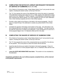 Instructions for Form AO398 Notice of a Lawsuit and Request to Waive Service of a Summons - Connecticut, Page 2