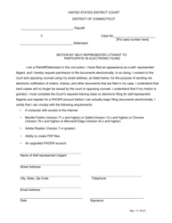 &quot;Motion by Self-represented Litigant to Participate in Electronic Filing&quot; - Connecticut